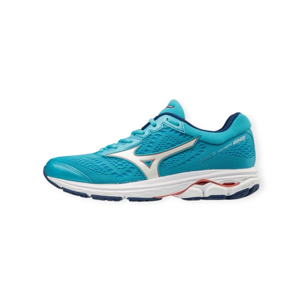 Mizuno Women's Wave Rider 22 Running Shoe Blue Atoll-Georgia Peach (5Z17) Sz. 9